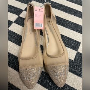 NWT JUICY COUTURE “Penny” Nude Mesh/Rhinestone Ballet Flats 9.5